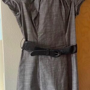 Iz Byer Charcoal Dress with Black Belt